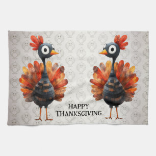 Happy Thanksgiving Cute Colorful Baby Turkey Kitchen Towel