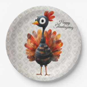 Happy Thanksgiving Cute Colorful Baby Turkey Paper Plates
