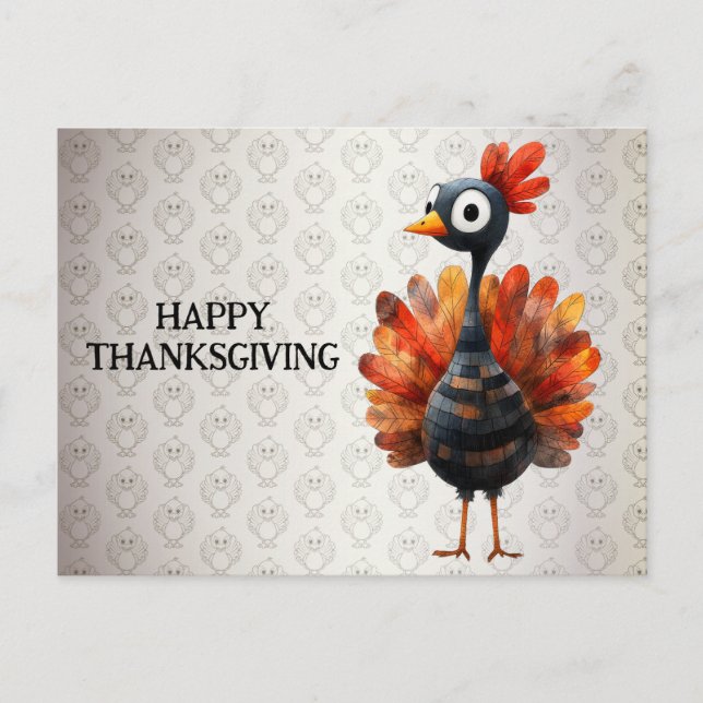 Happy Thanksgiving Cute Colorful Baby Turkey Postcard (Front)