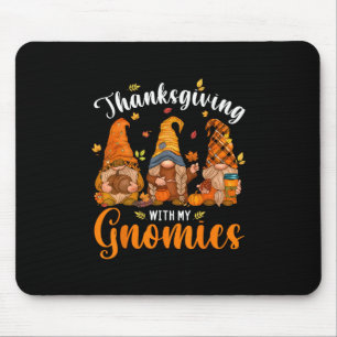 Happy Thanksgiving Cute Gnomes Pumpkin Autumn Leav Mouse Pad