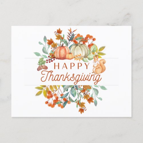 Happy Thanksgiving Cute Nature  Postcard