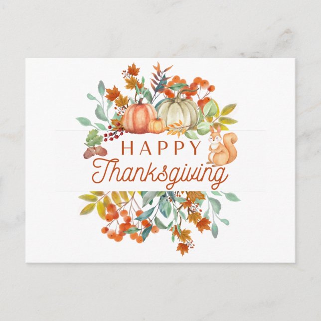 Happy Thanksgiving Cute Nature  Postcard (Front)