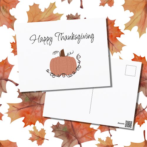 Happy Thanksgiving Cute Orange Pumpkin Postcard