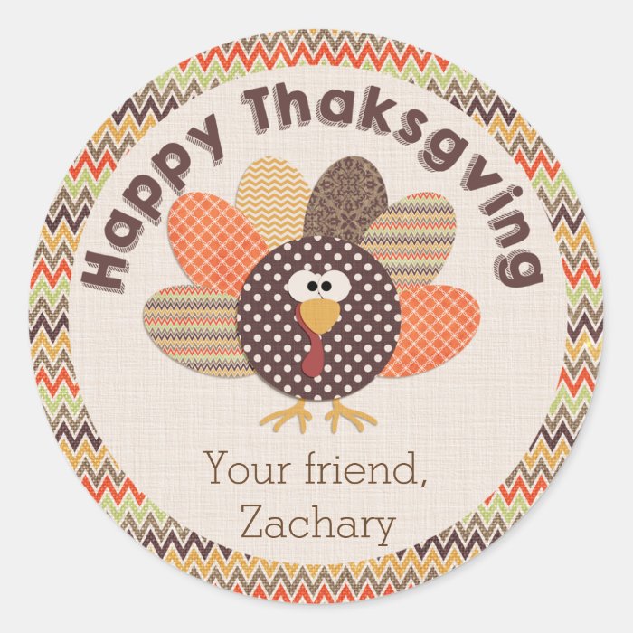 Happy Thanksgiving Cute Personalize Turkey Sticker Zazzle
