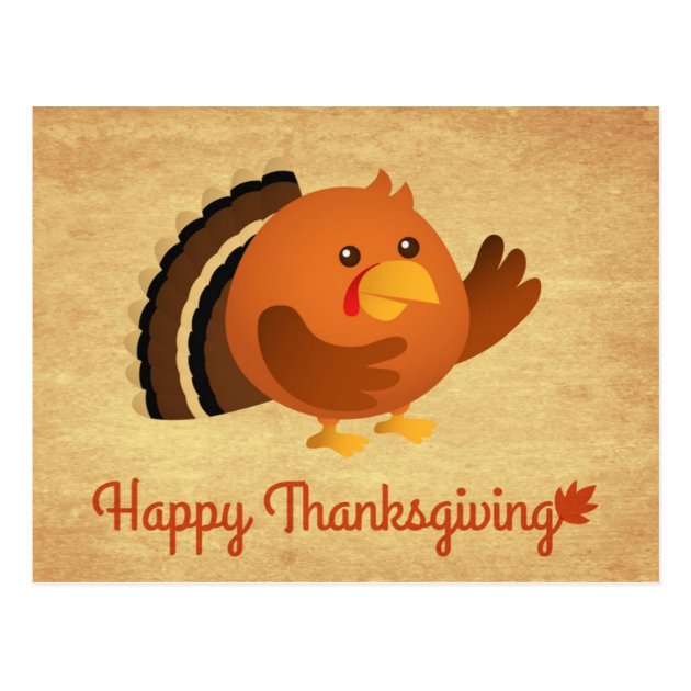 Happy Thanksgiving, Cute Round Turkey Postcard