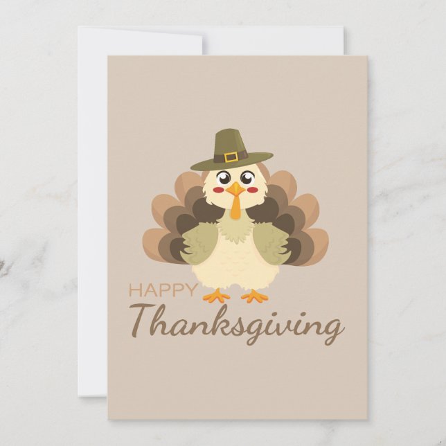 Happy Thanksgiving Cute Turkey Holiday Card (Front)