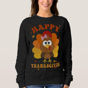 Happy Thanksgiving Cute Turkey Kids Girls Women Sweatshirt