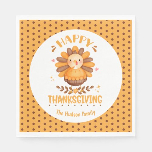 Happy Thanksgiving Cute Turkey Paper Napkins