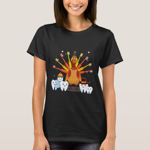 Happy Thanksgiving Cute Turkey Teeth Toothbrush De T-Shirt