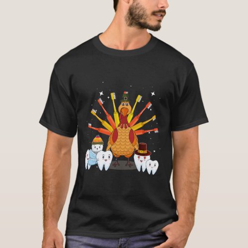Happy Thanksgiving Cute Turkey Teeth Toothbrush De T-Shirt