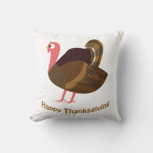 Happy Thanksgiving! Cute Turkey Throw Pillow