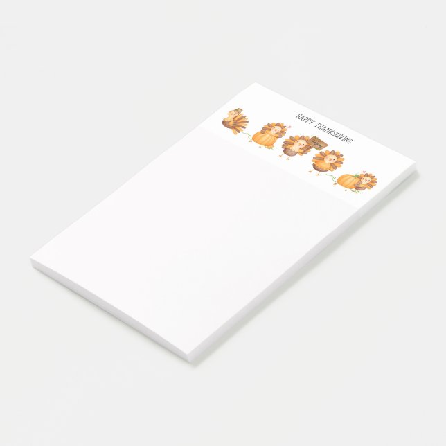 Happy Thanksgiving Cute Turkeys Post-it Notes (Angled)