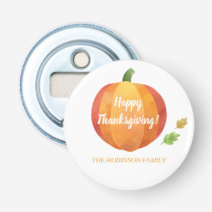Happy Thanksgiving Cute Watercolor Pumpkin Custom Bottle Opener