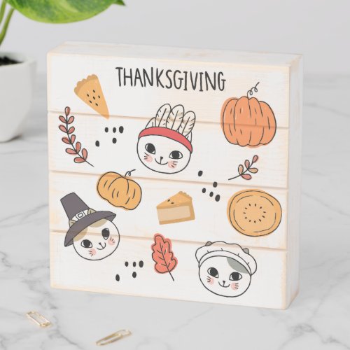 Happy Thanksgiving Cuties Wooden Box Sign