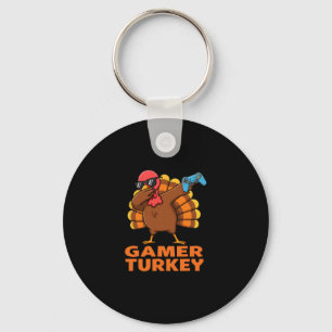 Happy Thanksgiving Dabbing Gamer Turkey Keychain
