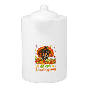 Happy Thanksgiving Dachshund Dog Turkey Dog Lover Teapot