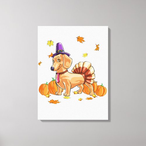 Happy Thanksgiving Dachshund Turkey Costume T  Fun Canvas Print