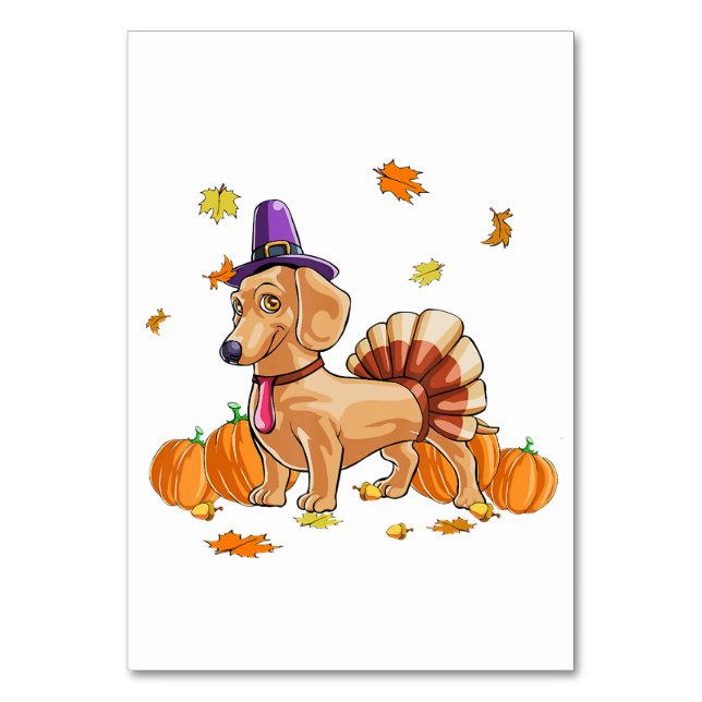 Happy Thanksgiving Dachshund Turkey Costume T  Fun Table Number (Front)