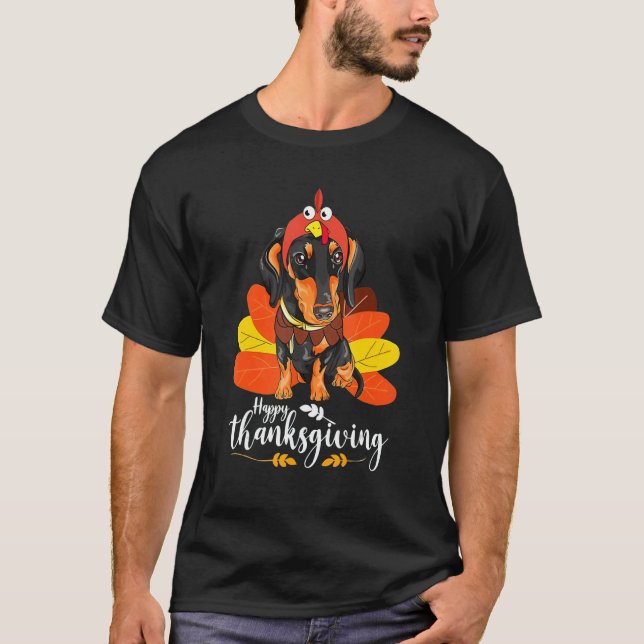 Happy Thanksgiving Dachshund Turkey Costume T-Shirt (Front)