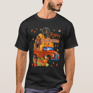 Happy Thanksgiving Dachshunds On Pickup Truck With T-Shirt