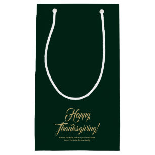 Happy Thanksgiving dark green custom text elegant Small Gift Bag