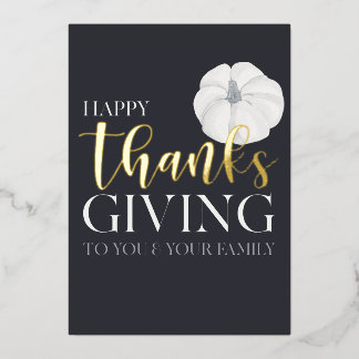 "Happy Thanksgiving" darkblue real Foil Holiday