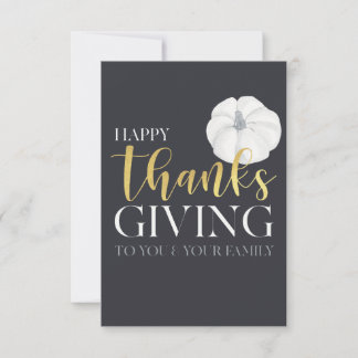 "Happy Thanksgiving" darkblue silvergrey Thank You Card