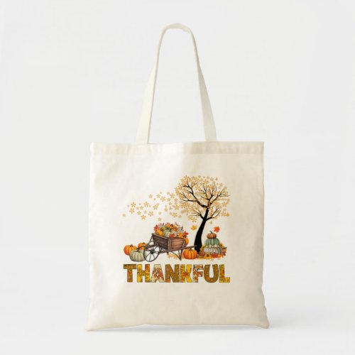 Happy Thanksgiving Day Autumn Fall Pumpkin Thankfu Tote Bag