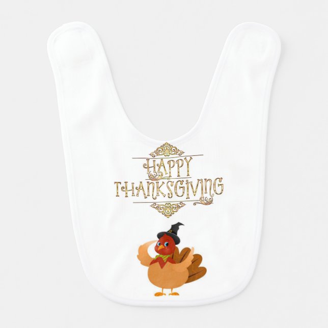 Happy Thanksgiving Day Baby Bib (Front)
