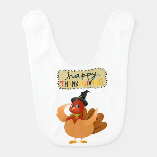 Happy Thanksgiving Day Baby Bib (Front)