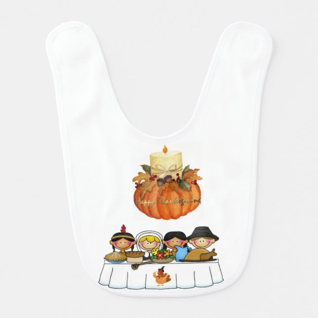 Happy Thanksgiving Day Baby Bib (Front)