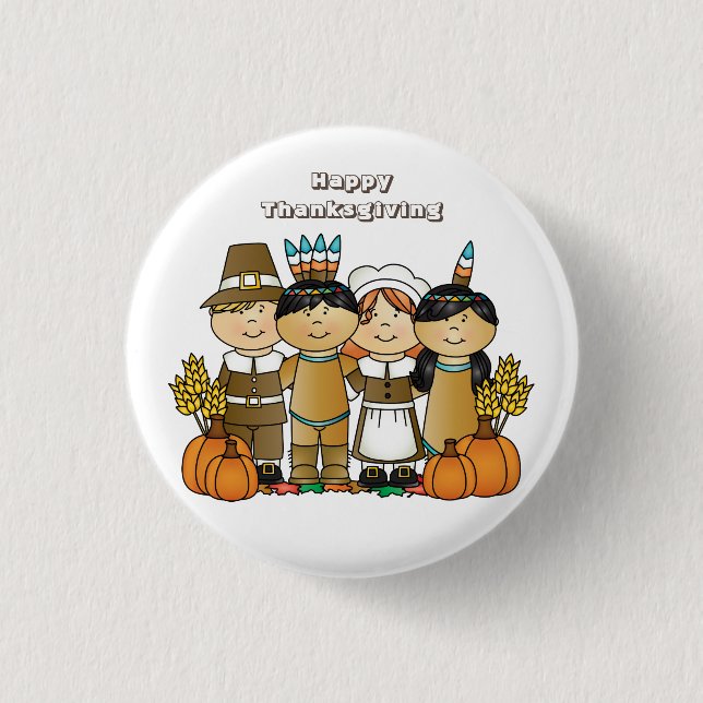 Happy Thanksgiving Day Children Button (Front)