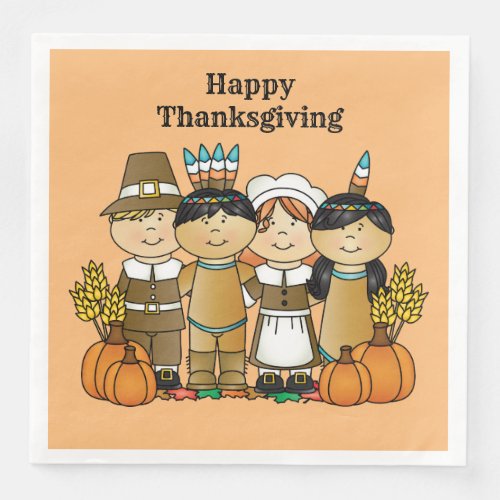 Happy Thanksgiving Day Children Paper Dinner Napkins