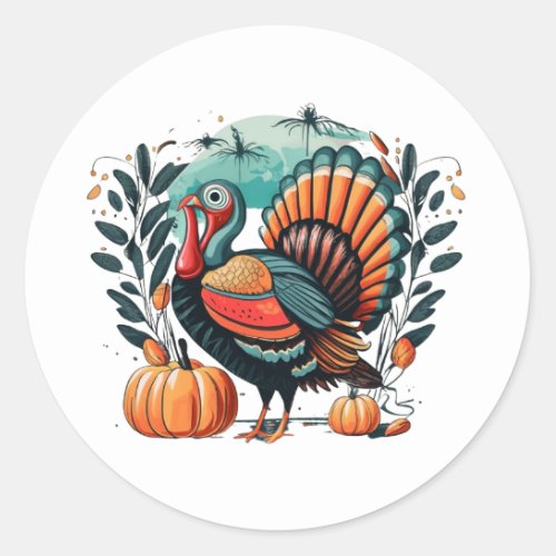 Happy Thanksgiving Day Classic Round Sticker