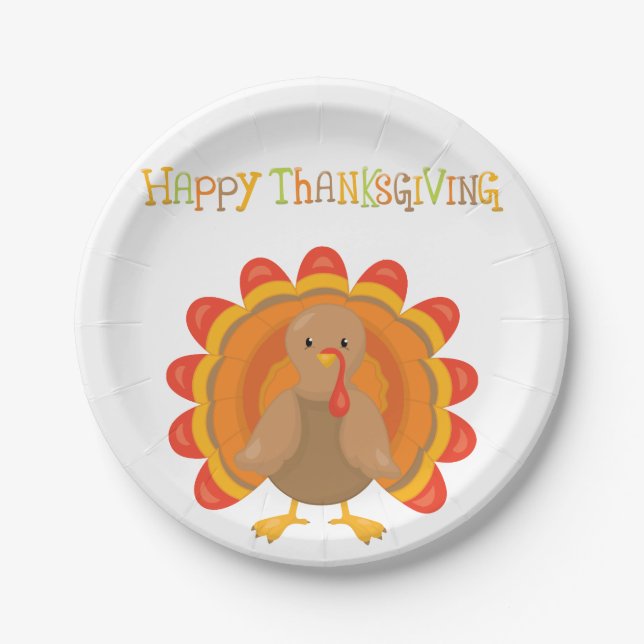 Happy Thanksgiving Day Dinner Paper Plates (Front)