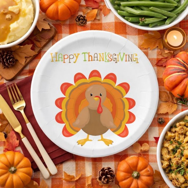 Happy Thanksgiving Day Dinner Paper Plates (Creator Uploaded)