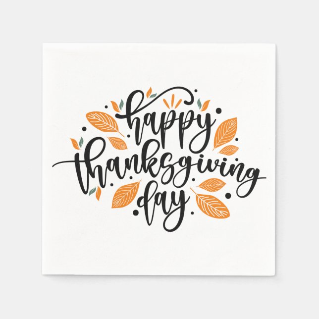 Happy Thanksgiving Day |Fall Holiday Turkey Dinner Napkins (Front)
