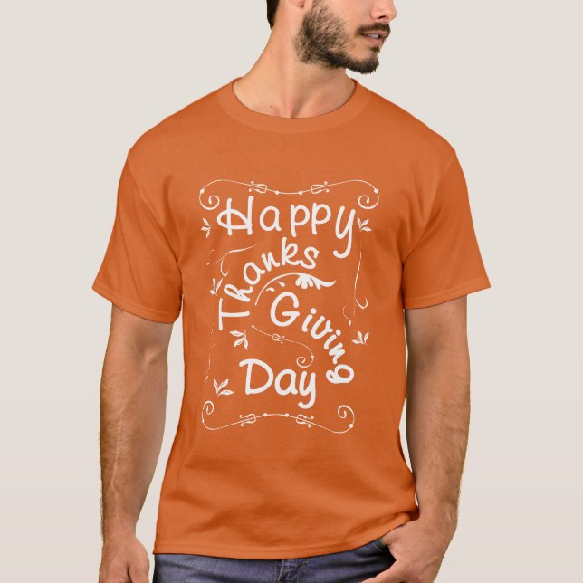 Happy Thanksgiving Day Fancy Typography Script T-Shirt (Front)