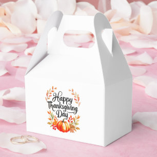 Happy Thanksgiving Day Favor Box with pumpkin