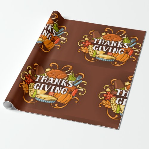 Happy Thanksgiving Day Food Wrapping Paper