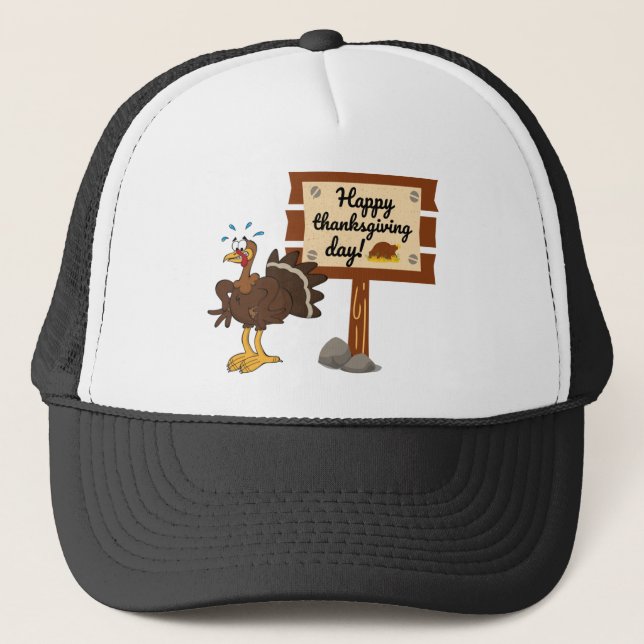 Happy Thanksgiving Day Funny Trucker Hat (Front)