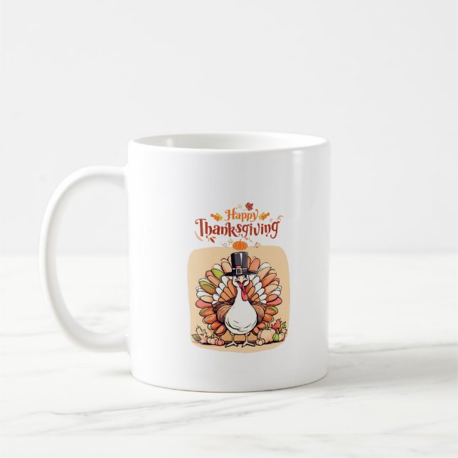Happy thanksgiving day  gift for friends and famil coffee mug (Left)