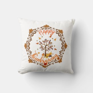 Happy Thanksgiving day hello autumn THROW PILLOW