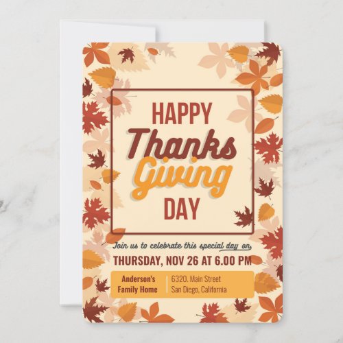 Happy Thanksgiving Day Invitation Card