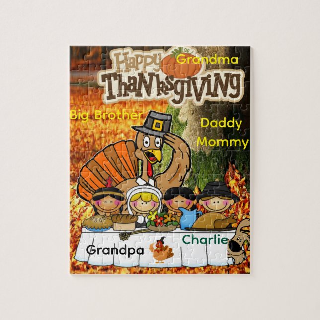 Happy Thanksgiving Day Jigsaw Family Grateful Jigsaw Puzzle (Vertical)