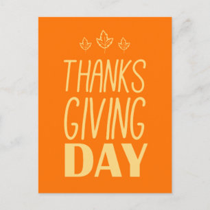 Happy Thanksgiving Day Leaves Autumn Holiday Postcard