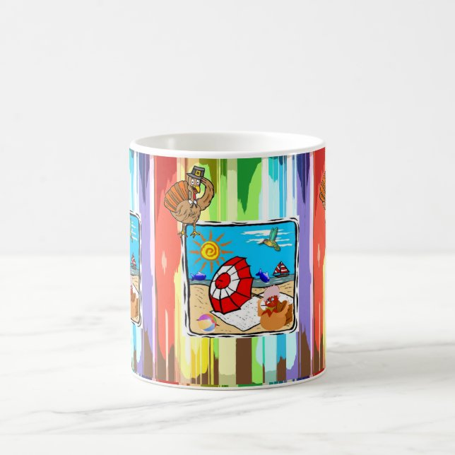 Happy Thanksgiving Day Mugs, Beach Coffee Mug (Center)