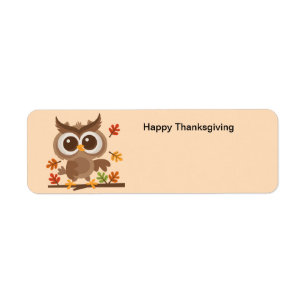 Happy Thanksgiving Day Owl Label