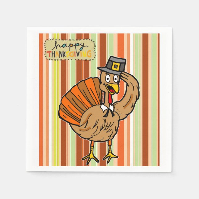 Happy Thanksgiving Day Paper Napkins (Front)