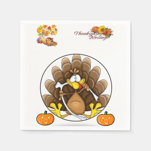 Happy Thanksgiving Day Paper Napkins (Front)